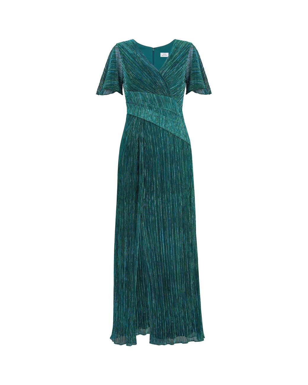 Gina Bacconi Green Liz Metallic Knit Maxi Dress