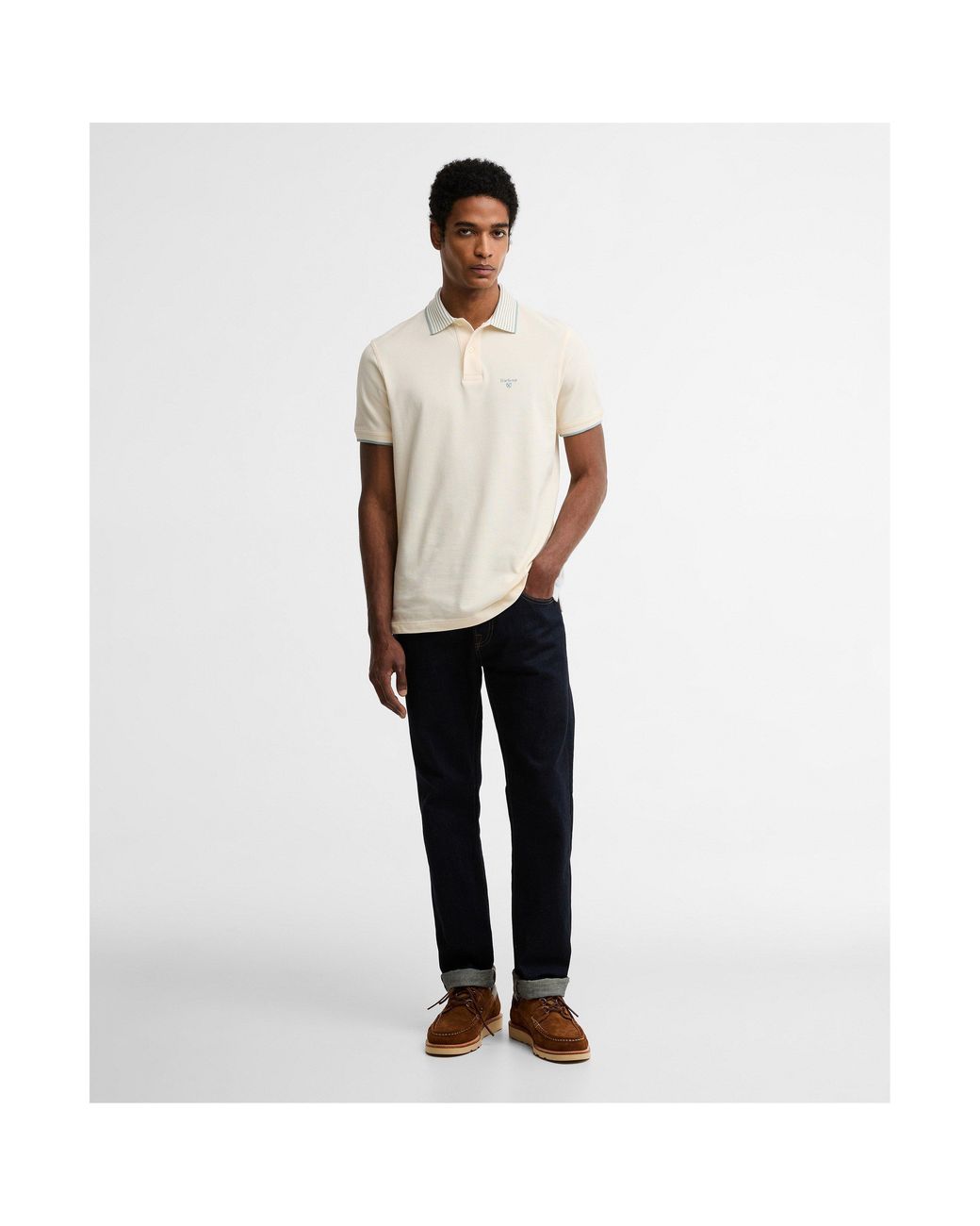 Barbour White Short Sleeve Polo Shirt for men