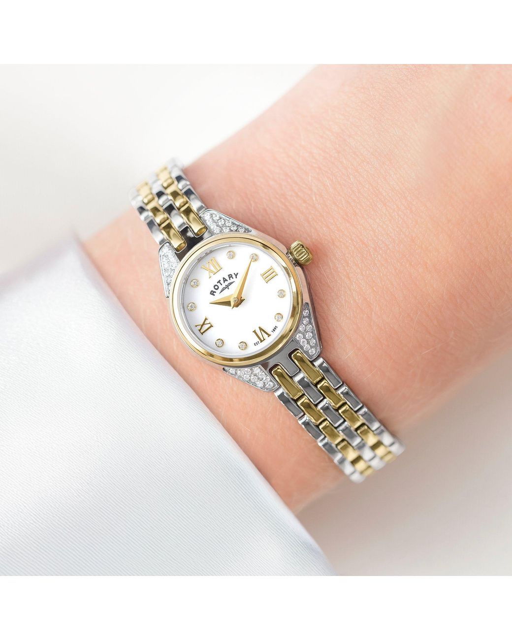 Rotary Metallic Ladies Cocktail Mop Tt Ss Bracelet Watch