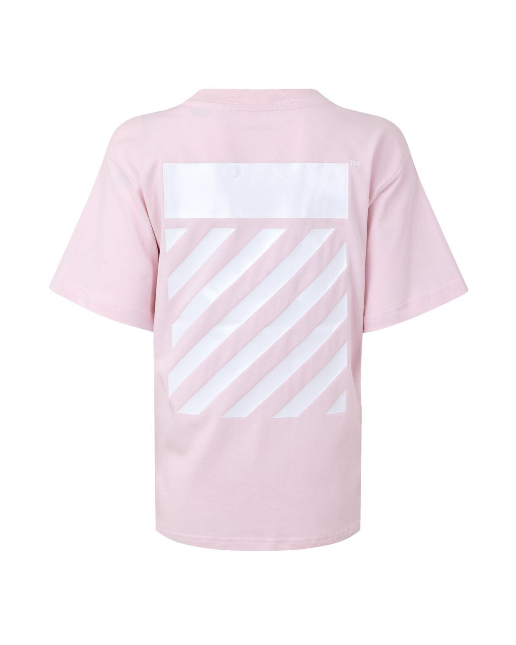 L/AB Off White Pink Diagonal Cotton Short-Sleeve Crew-Neck T-Shirt