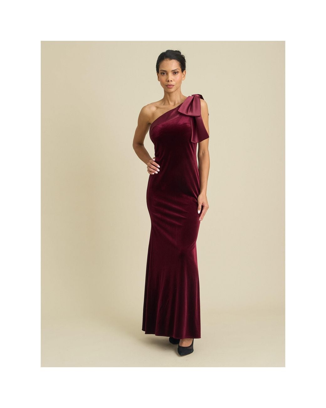 Gina Bacconi Red Angela One Shoulder Maxi Dress