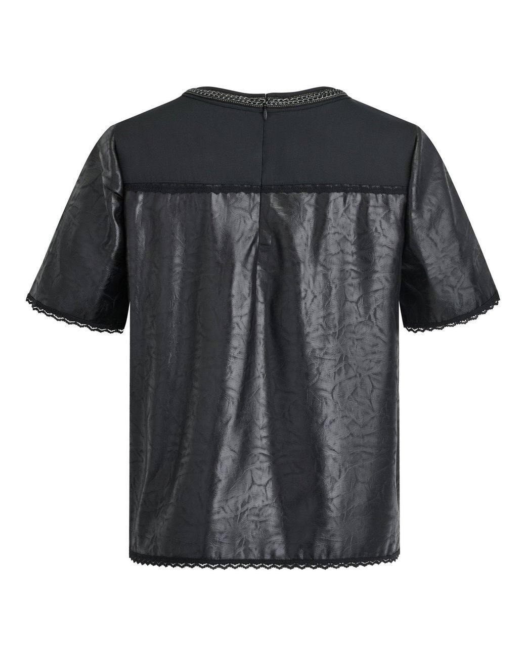 DKNY Black Mixed Media Crackle T-Shirt