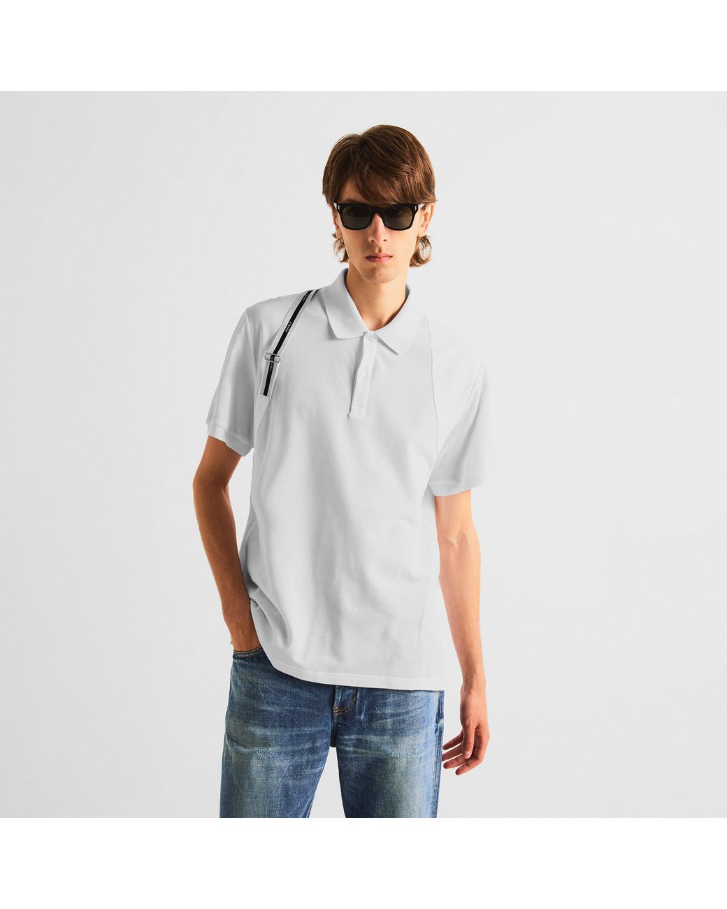 McQueen White Harness Cotton Short-Sleeve Polo for men