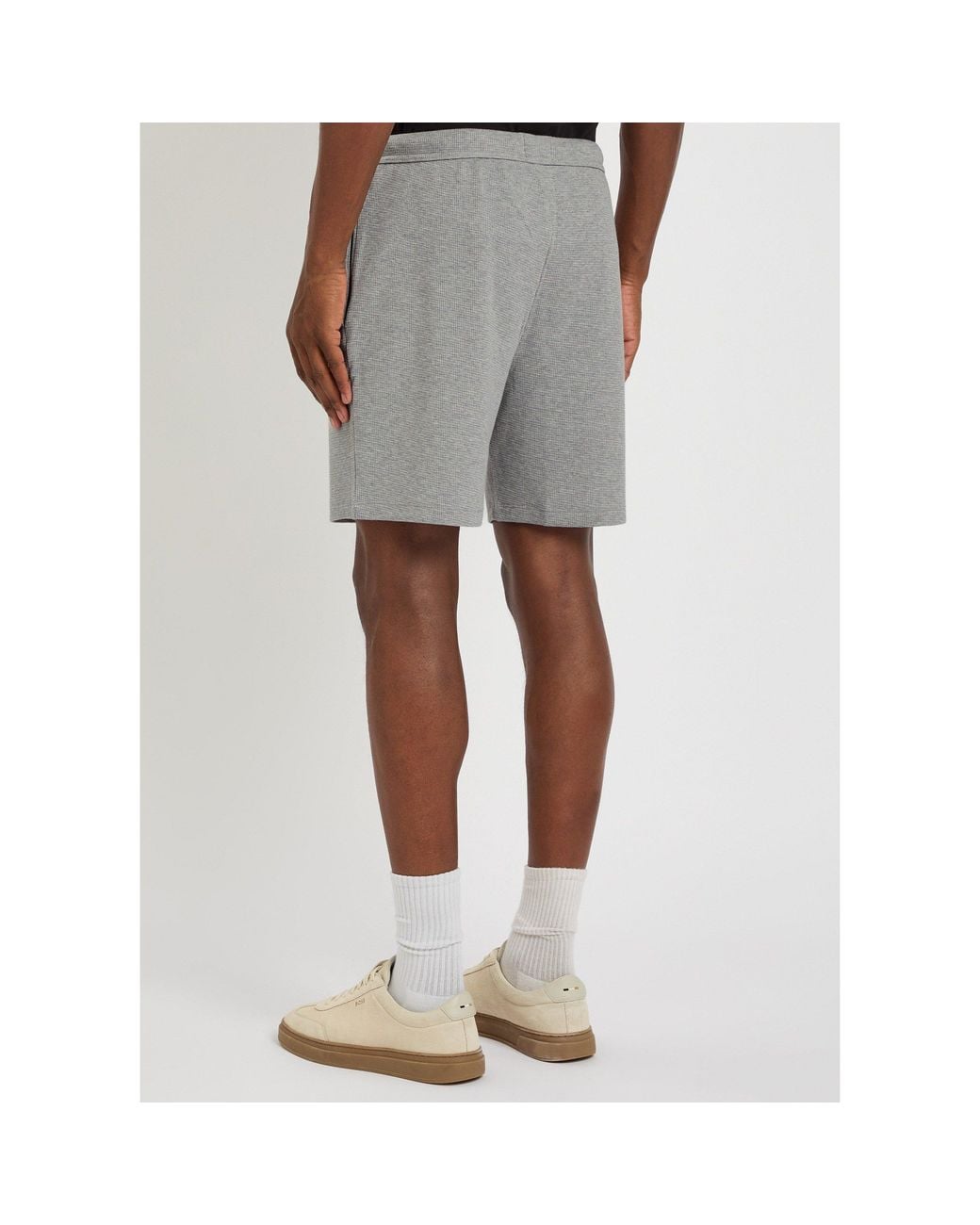 HUGO Gray Waffle Cotton Pyjama Shorts for men