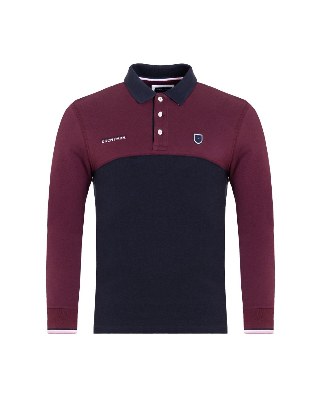 Eden Park Purple Light Colourblock Polo Shirt for men
