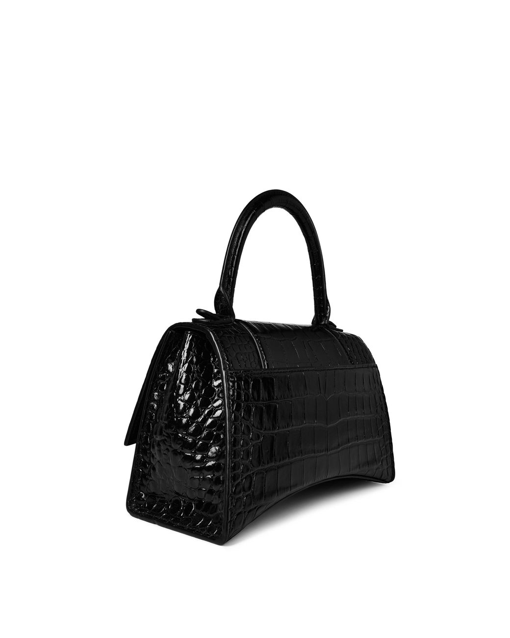 Balenciaga Black Hourglass Small Crocodile Handbag
