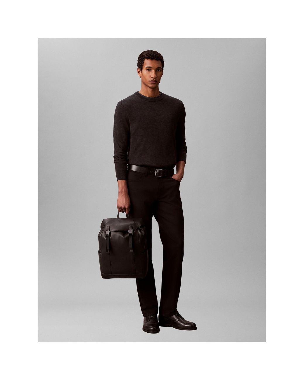 Calvin Klein Black Emblem Flap Backpack