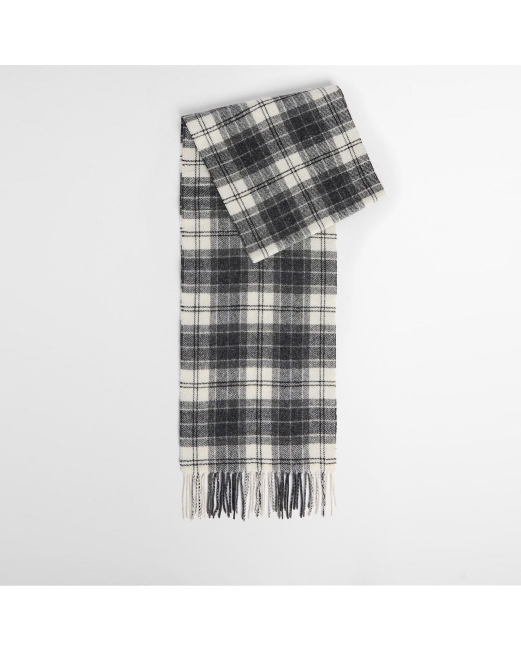 Barbour Gray Tartan Lambswool Scarf