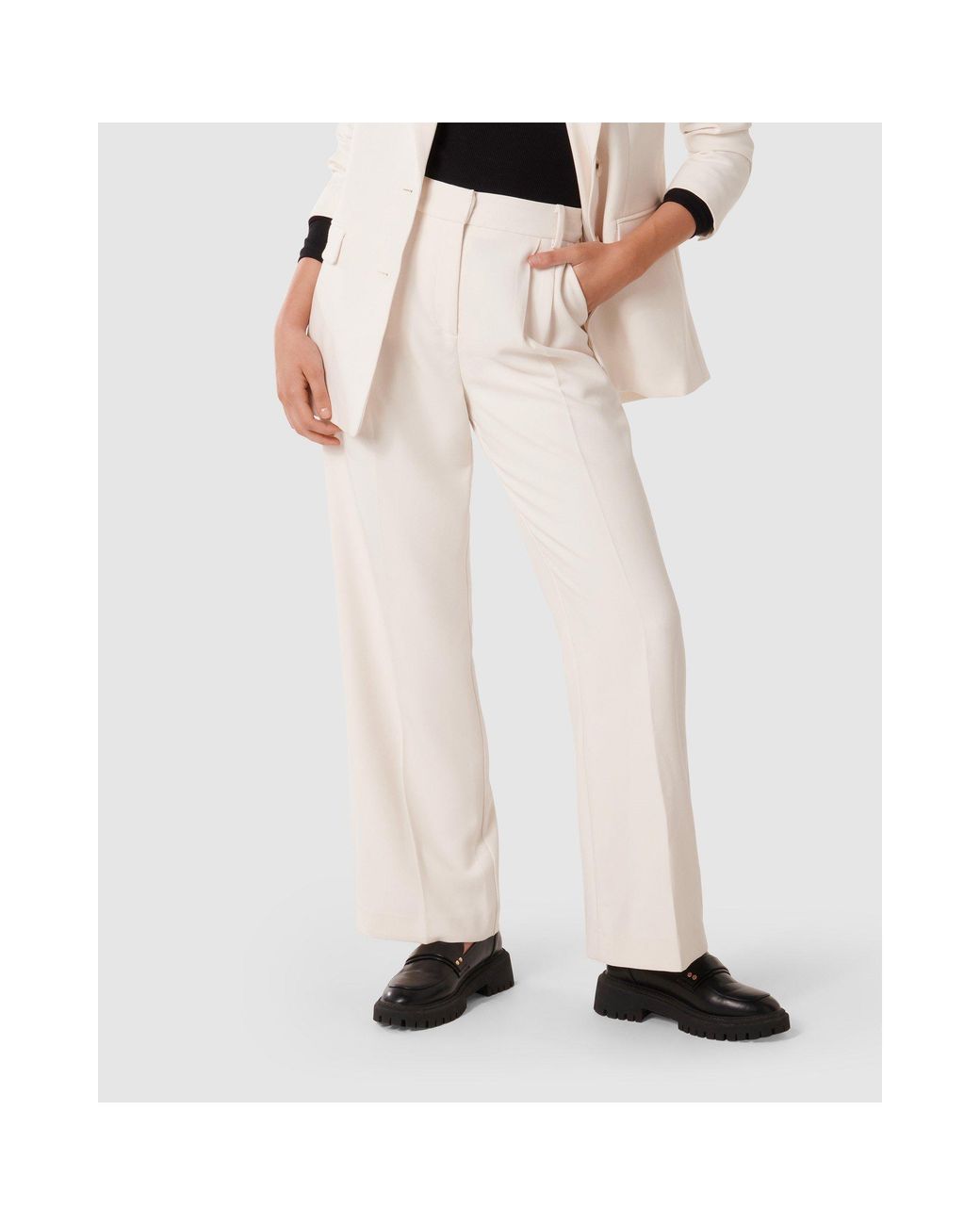 Forever New White Tessa Straight Leg Pants