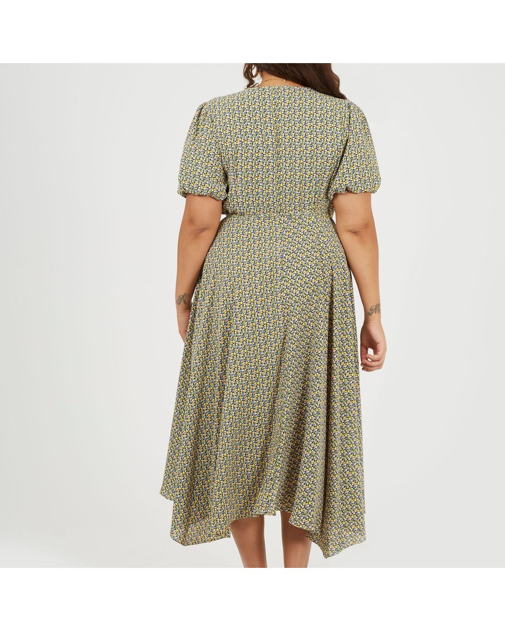 Brave Soul Green Plus Size Wrap Midi Dress With Floral Print