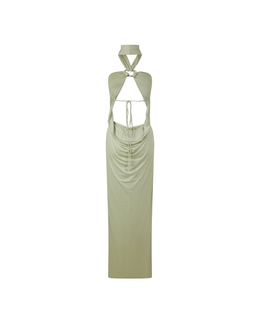 Mars the Label Green Pleated Halter Neck Maxi Dress