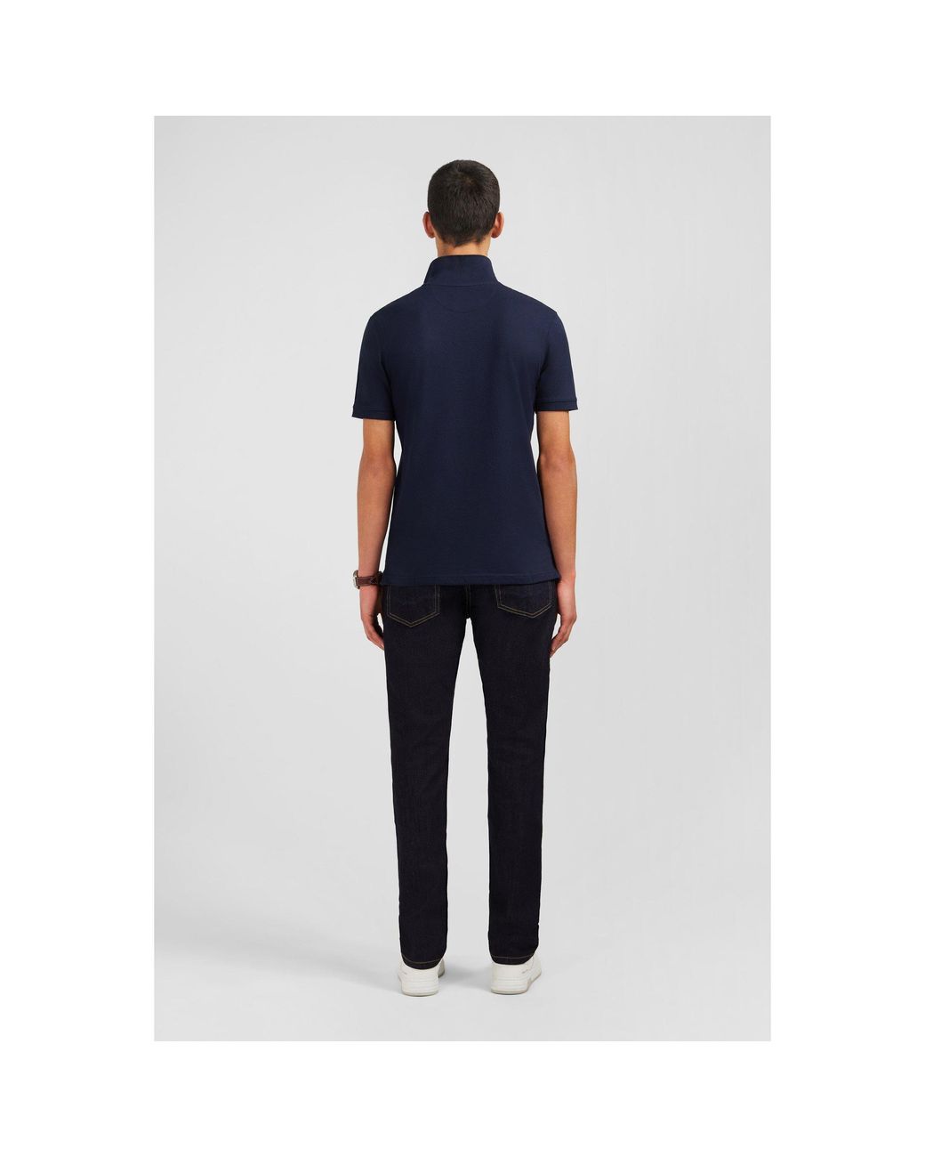 Eden Park Black Stretch Pima Cotton Polo for men