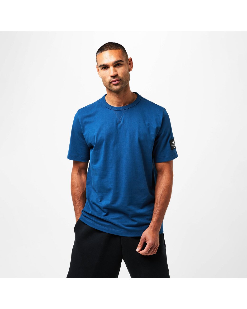 Calvin Klein Blue Monogram Badge T-Shirt for men