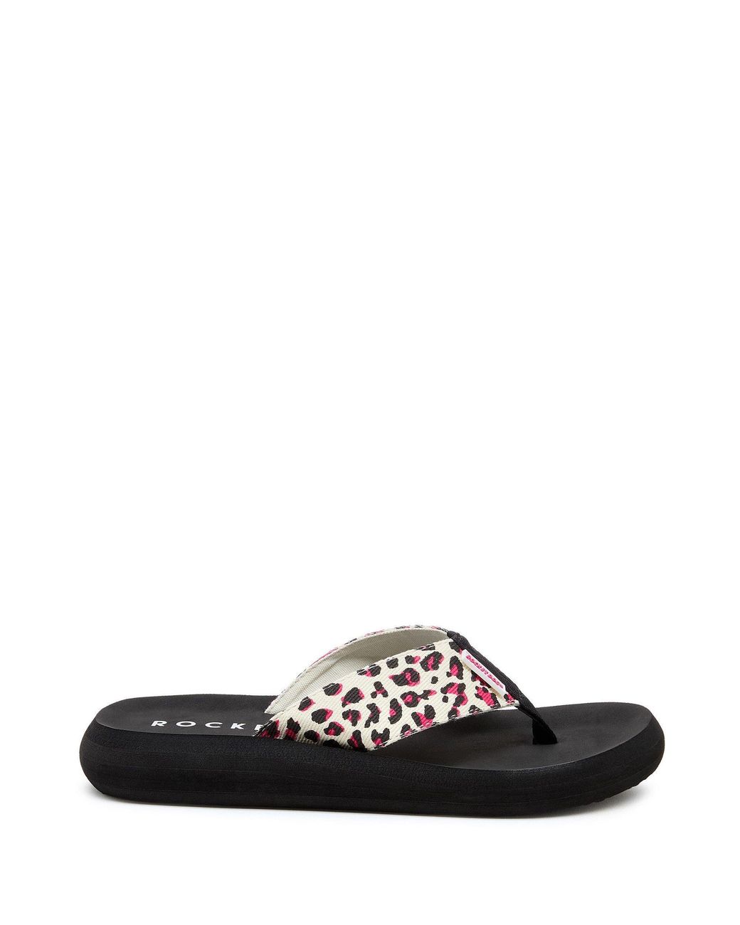 Rocket Dog Black Spotlight Monroe Leopard Print Flat Sandals