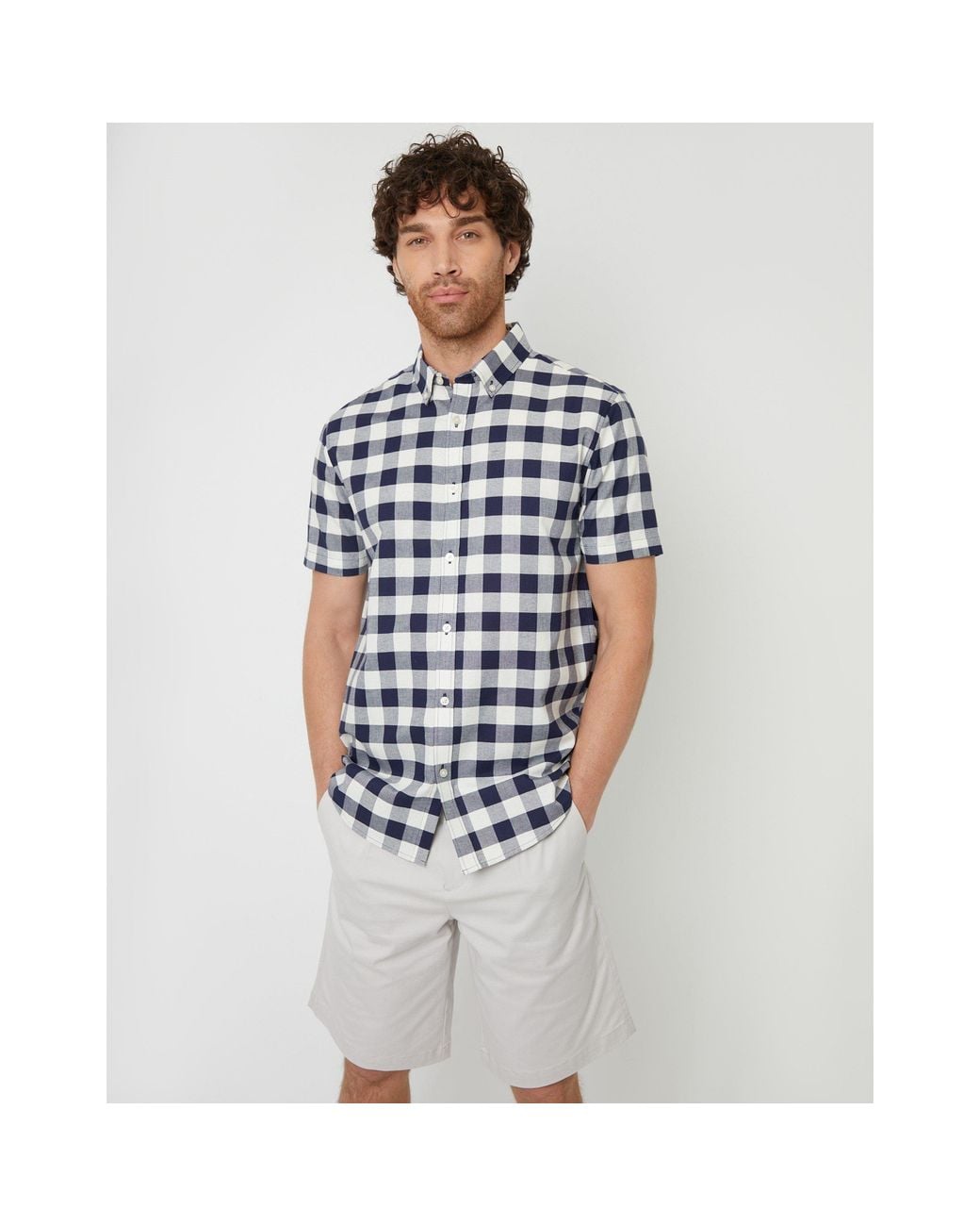 Threadbare Blue Marc Short-Sleeve Dress Shirt for men
