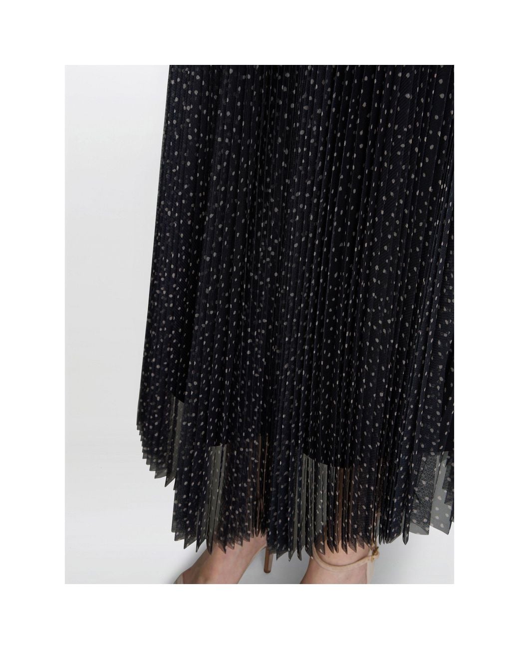 Gina Bacconi Black Roslynn Pleated Mesh Skirt