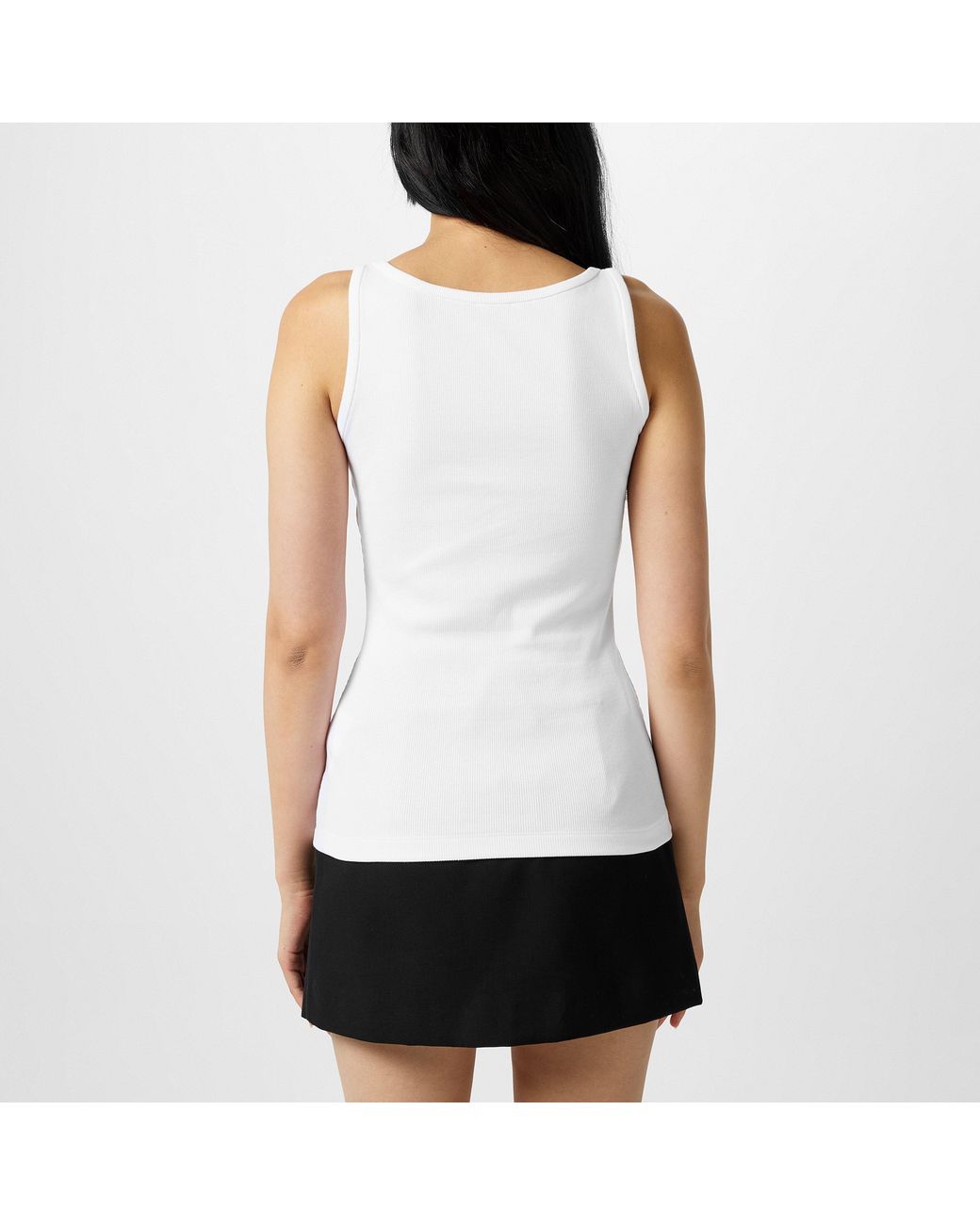 Versace White 90S Vintage Logo Ribbed Tank Top