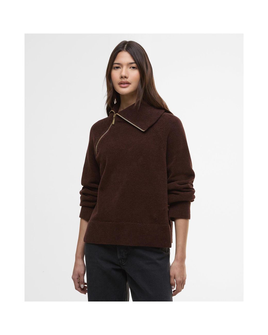 Barbour Brown Saskia Funnel-Neck Jumper