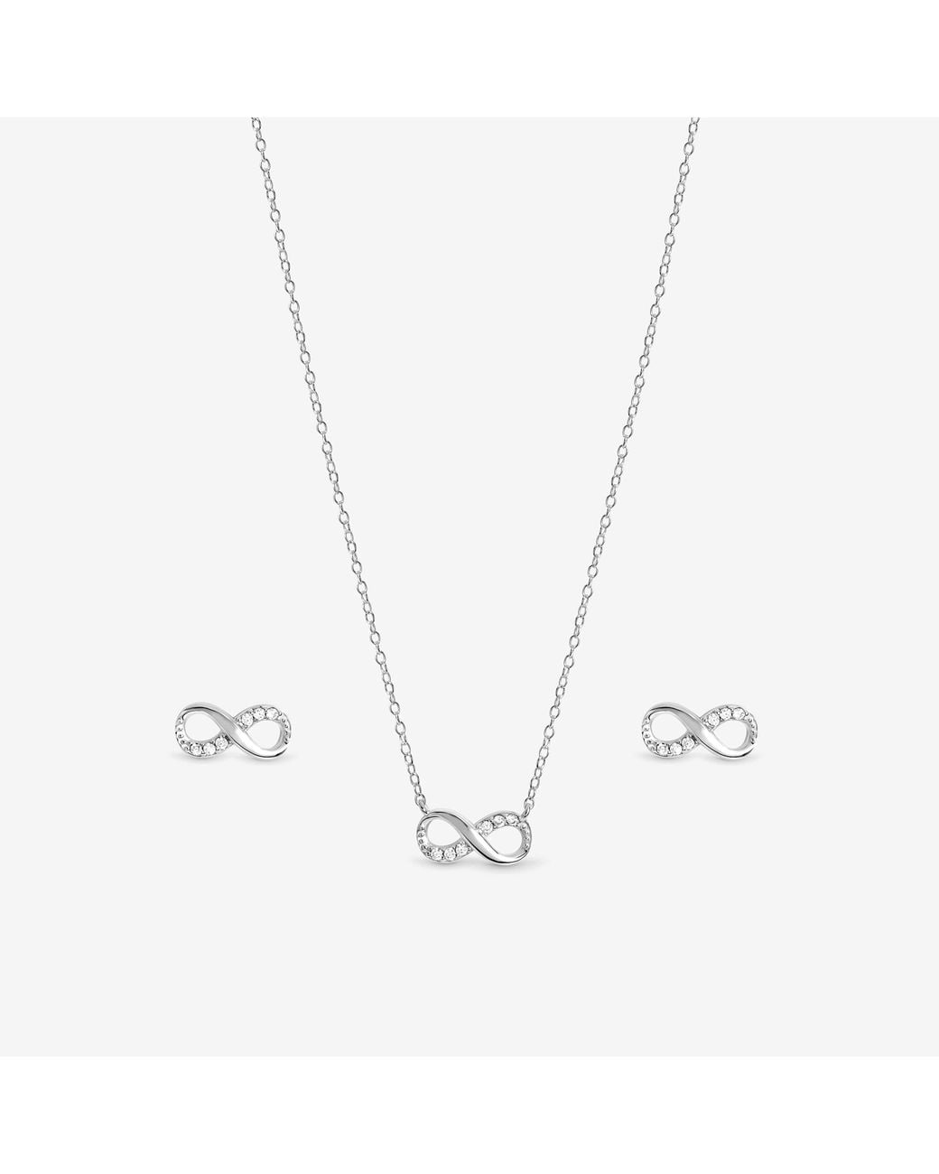 Simply Silver Gray 925 Sterling Plated Pave Infinity Set