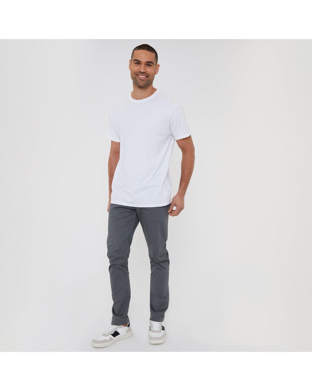 Threadbare Blue Cotton Slim Fit Chino Trousers With Stretch for men