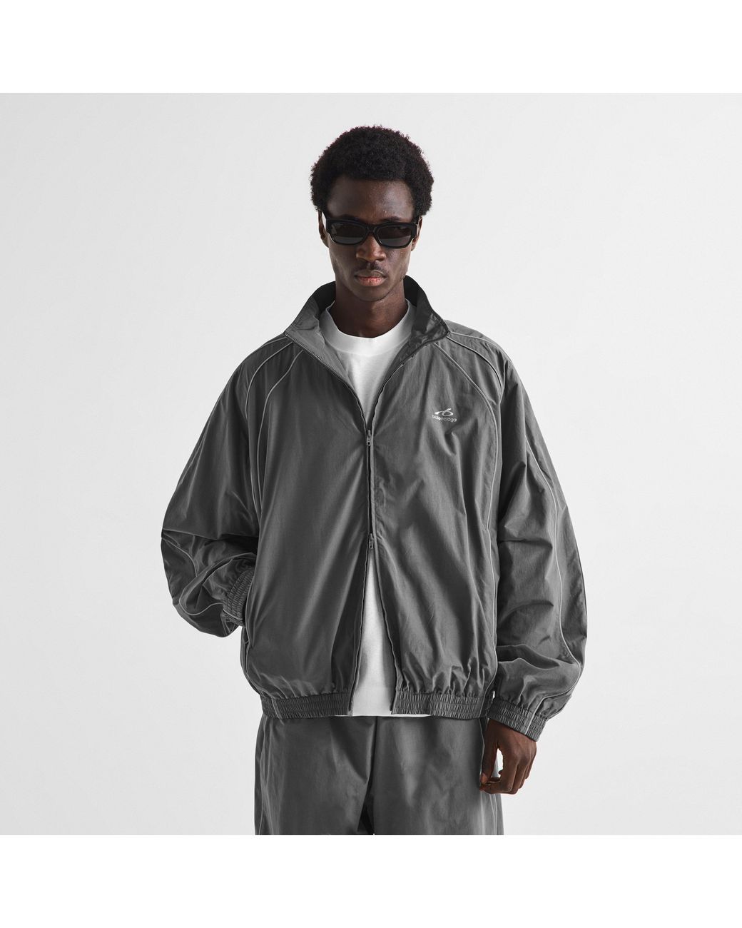 Balenciaga Gray Cotton Poplin Open Hem Tracksuit Bottoms for men