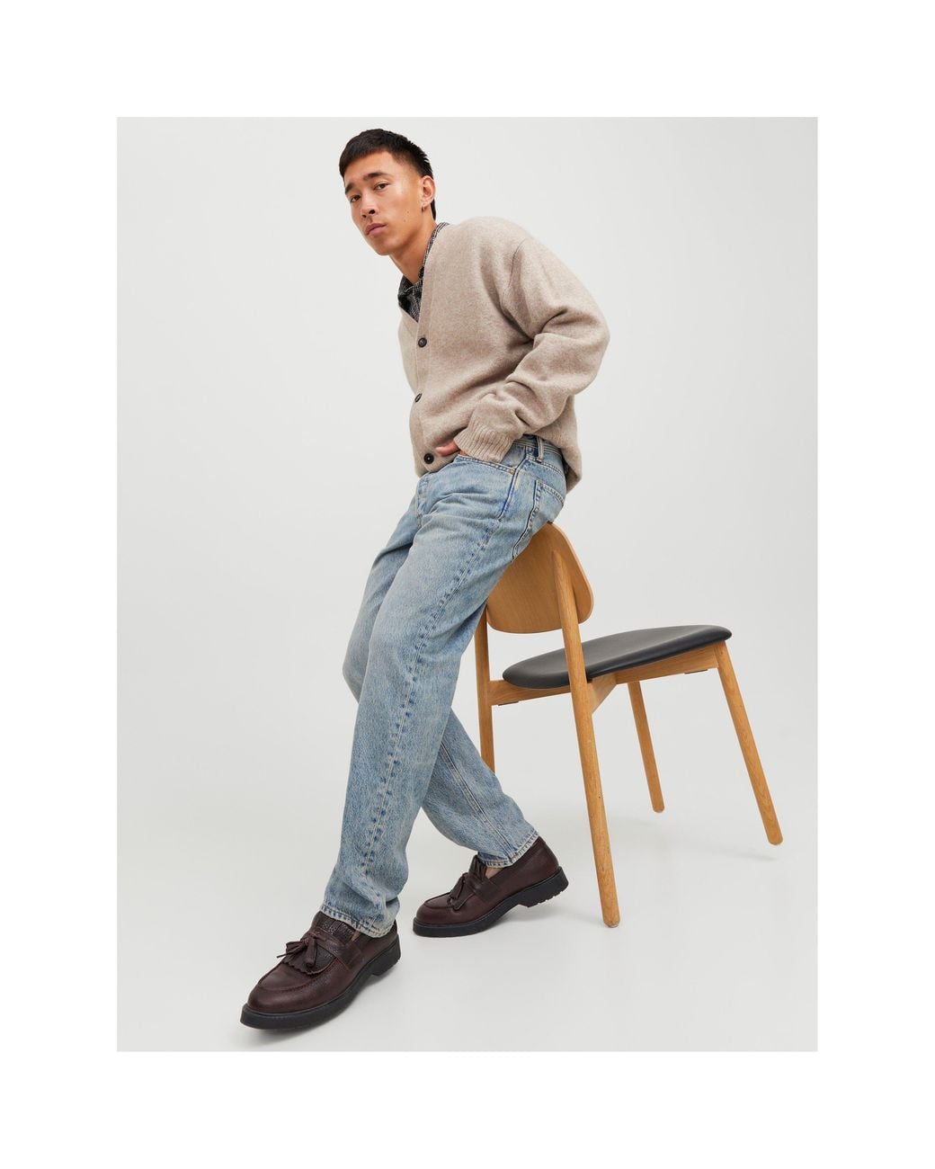 Jack & Jones Blue Chris Jean Straight Leg Jeans for men