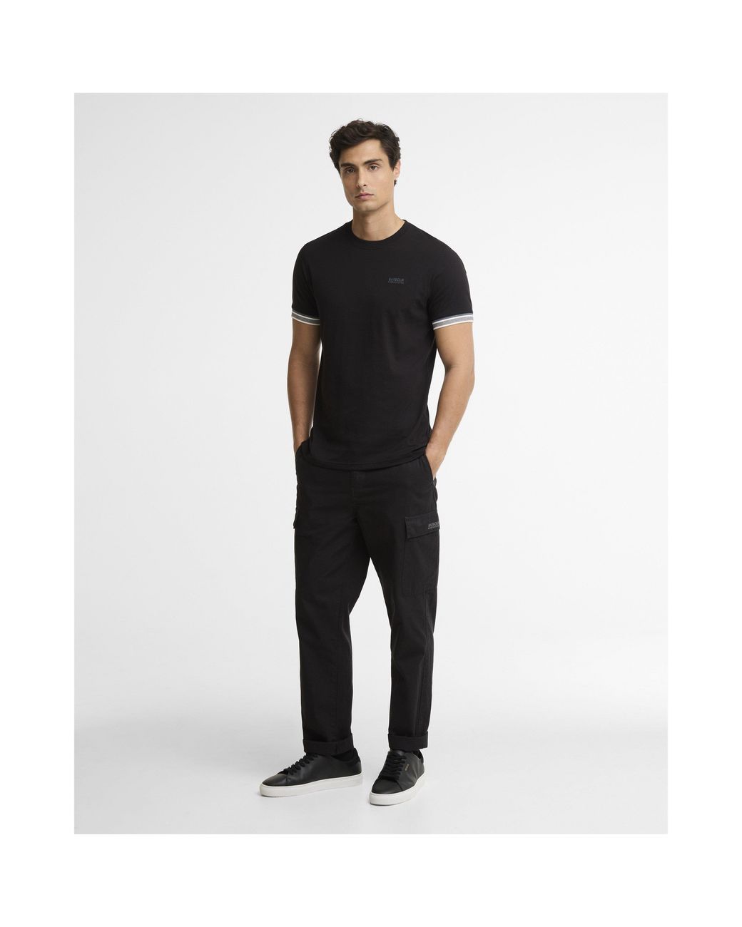 Barbour Black Newport Tipped Cotton Short-Sleeve Crew-Neck T-Shirt for men