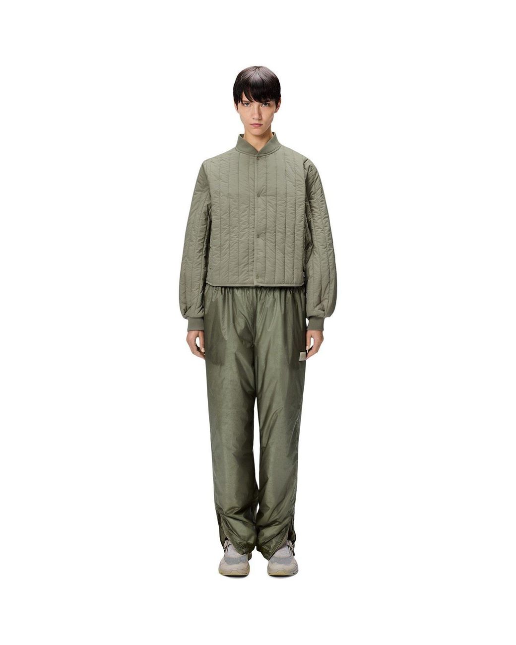 Rains Green Banja Liner Bomber Water Resistant Cropped Quilted Jacket
