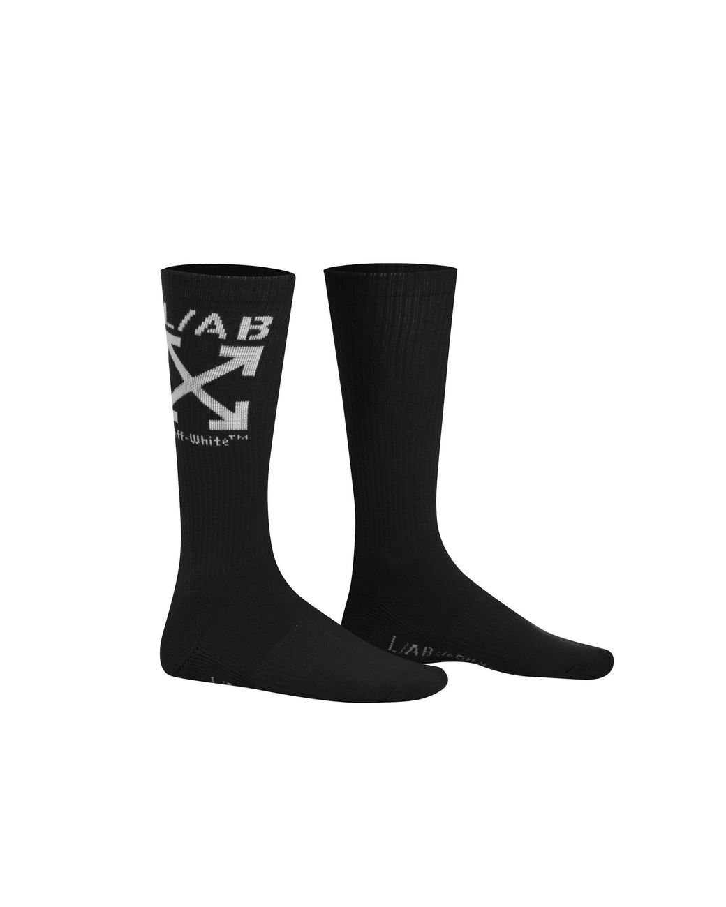 L/AB Off White Black Arrow Mid-Calf Cotton Crew Socks for men