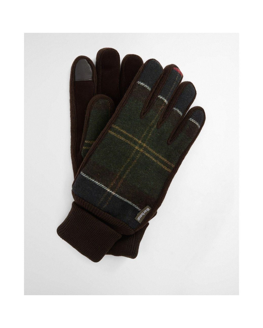 Barbour Black Hackney Suede & Wool Tartan Gloves for men