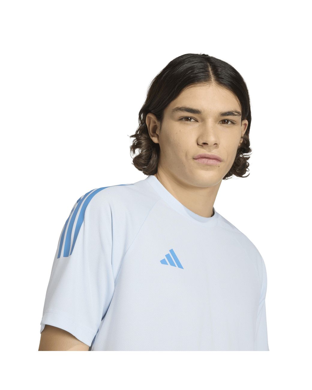 Adidas Blue Classic 3 Stripe Sereno T-Shirt for men