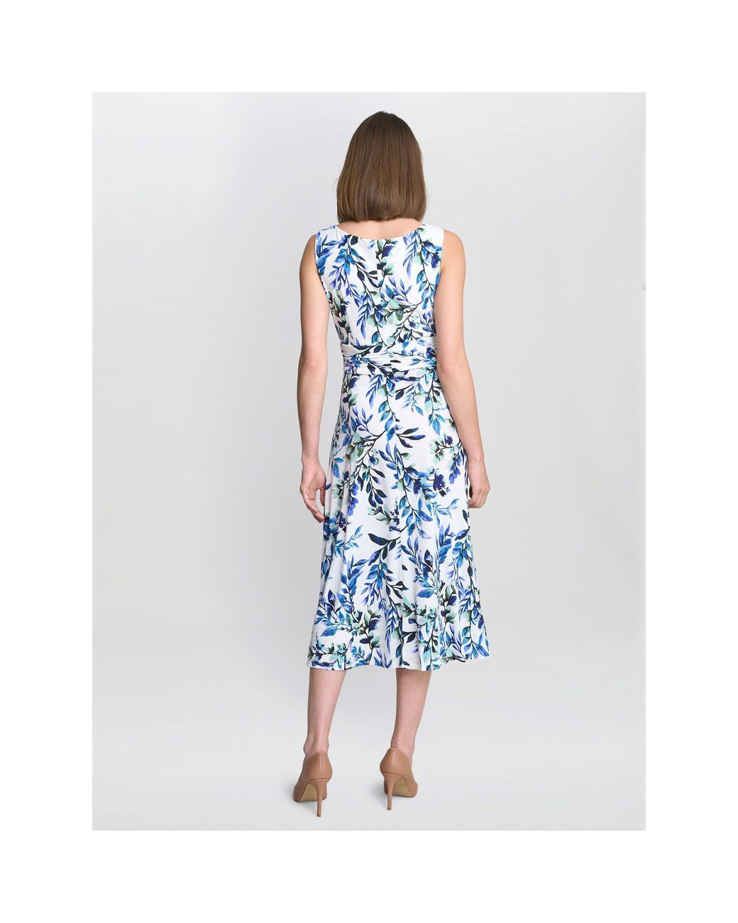 Gina Bacconi Blue George Floral Print Midi Dress