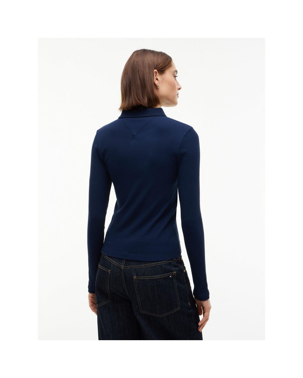 Tommy Hilfiger Blue Rib Long-Sleeve Polo Shirt
