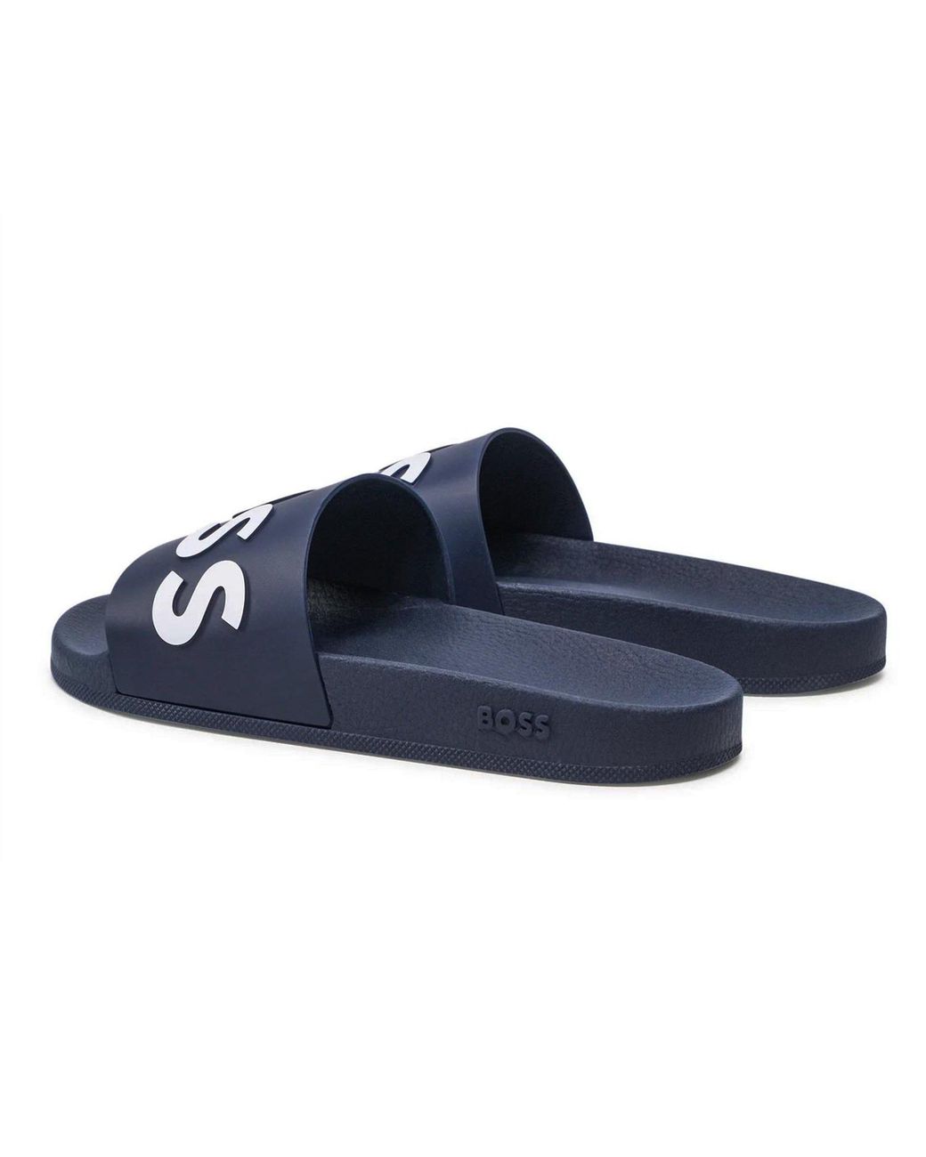 Boss Blue Bay Logo Sliders, Branding Strap Sandals for men