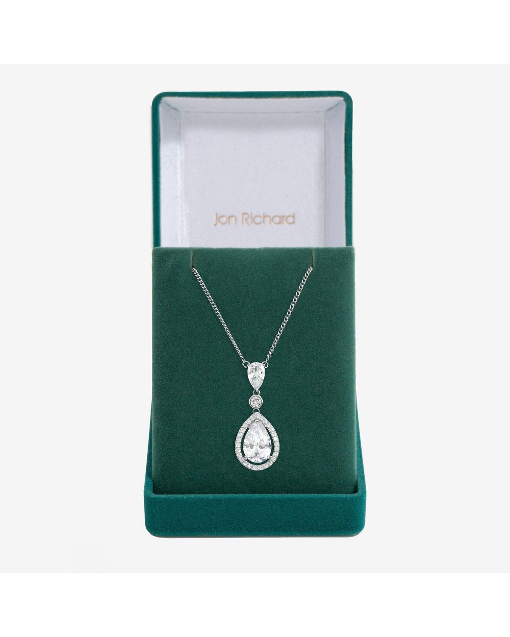 Jon Richard Green Rhodium Plated Cubic Zirconia Pendant Necklace
