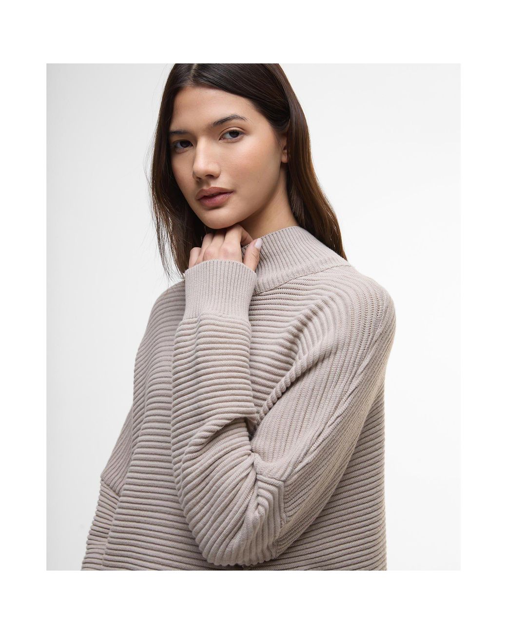Barbour Gray Kaia Funnel-Neck Jumper