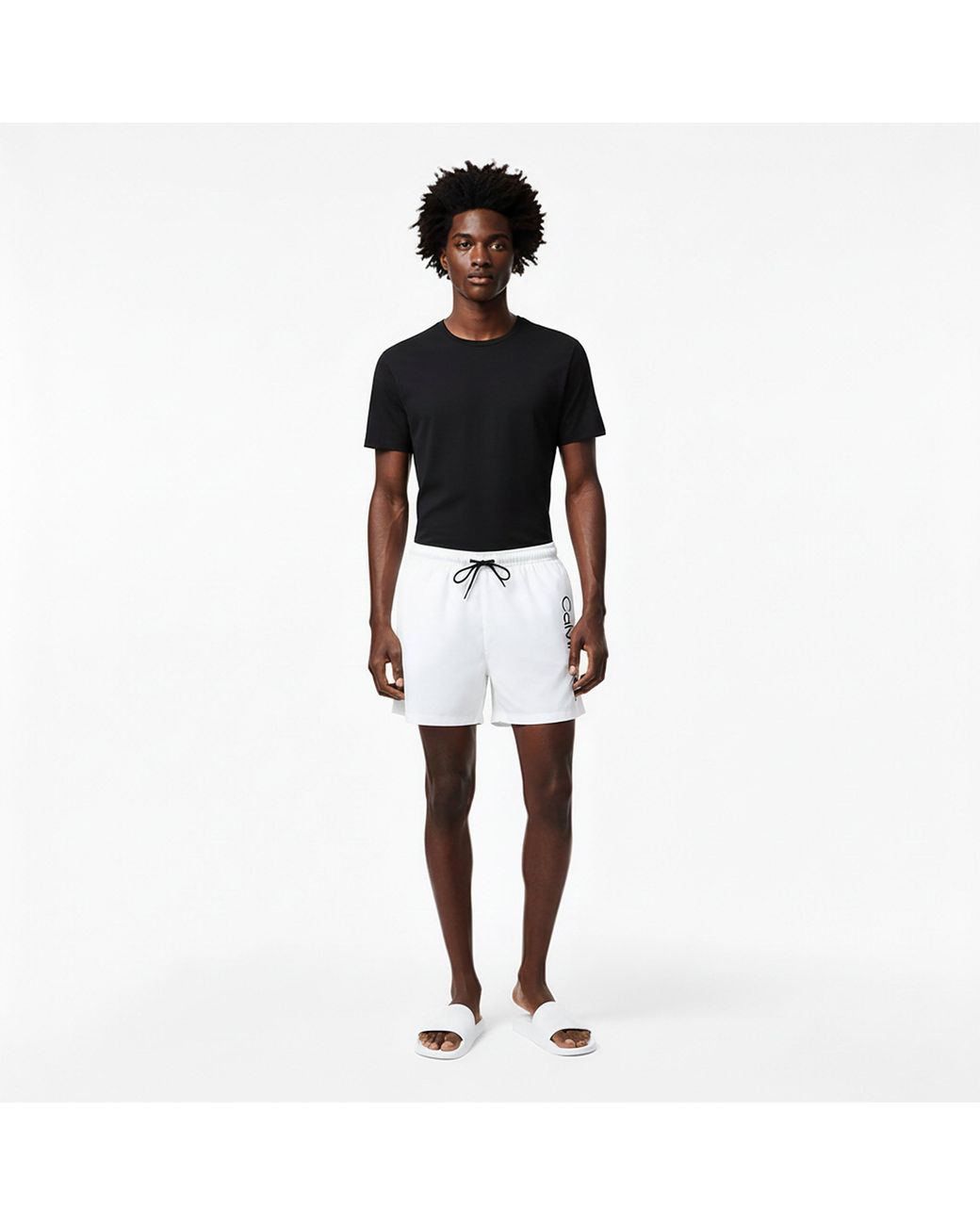 Calvin Klein White Large Logo Swim Shorts for men