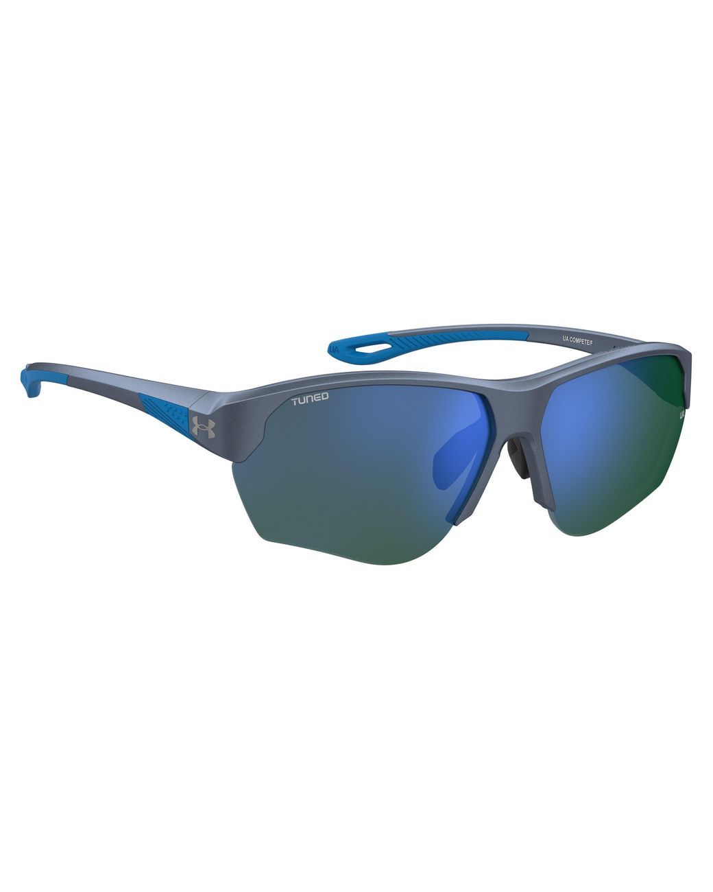 Under Armour Blue Compete Wrap Sunglasses for men