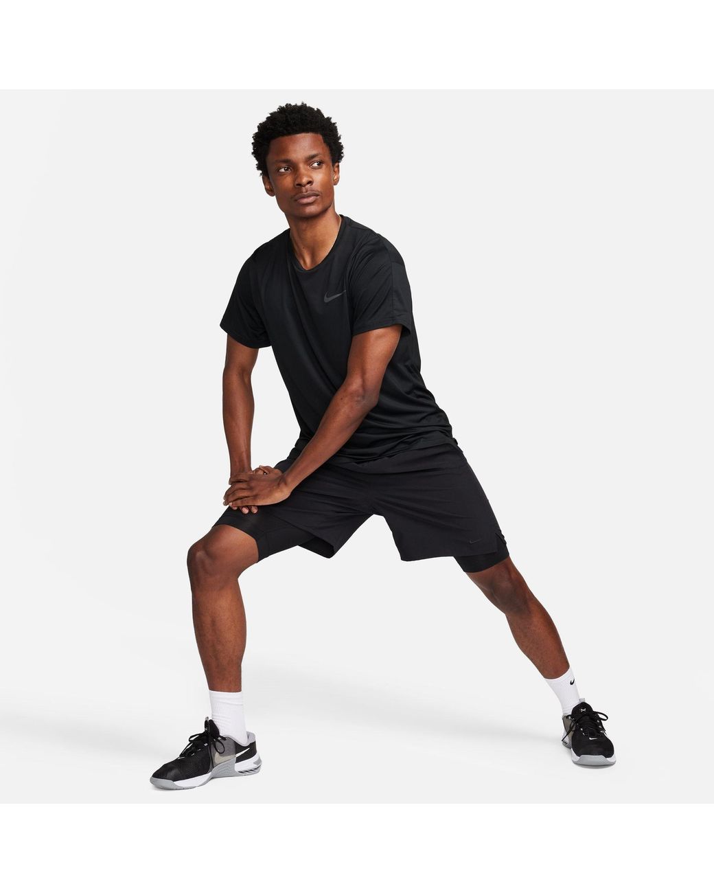 Nike Black Dri-Fit Unlimited 7 2-In-1 Woven Fitness Shorts for men