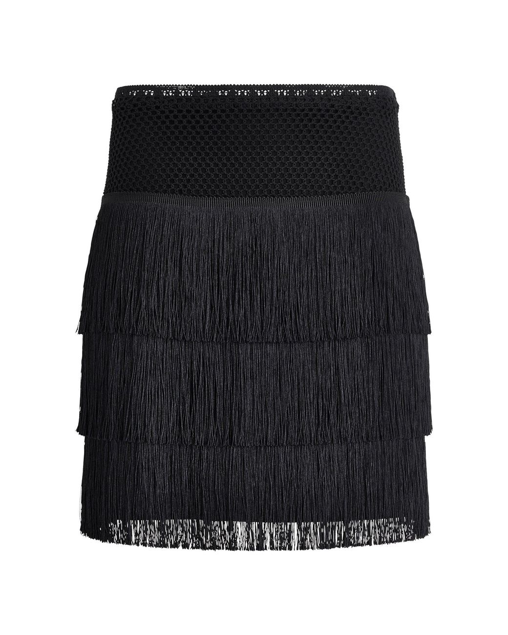 DKNY Black Fringe Mini Skirt