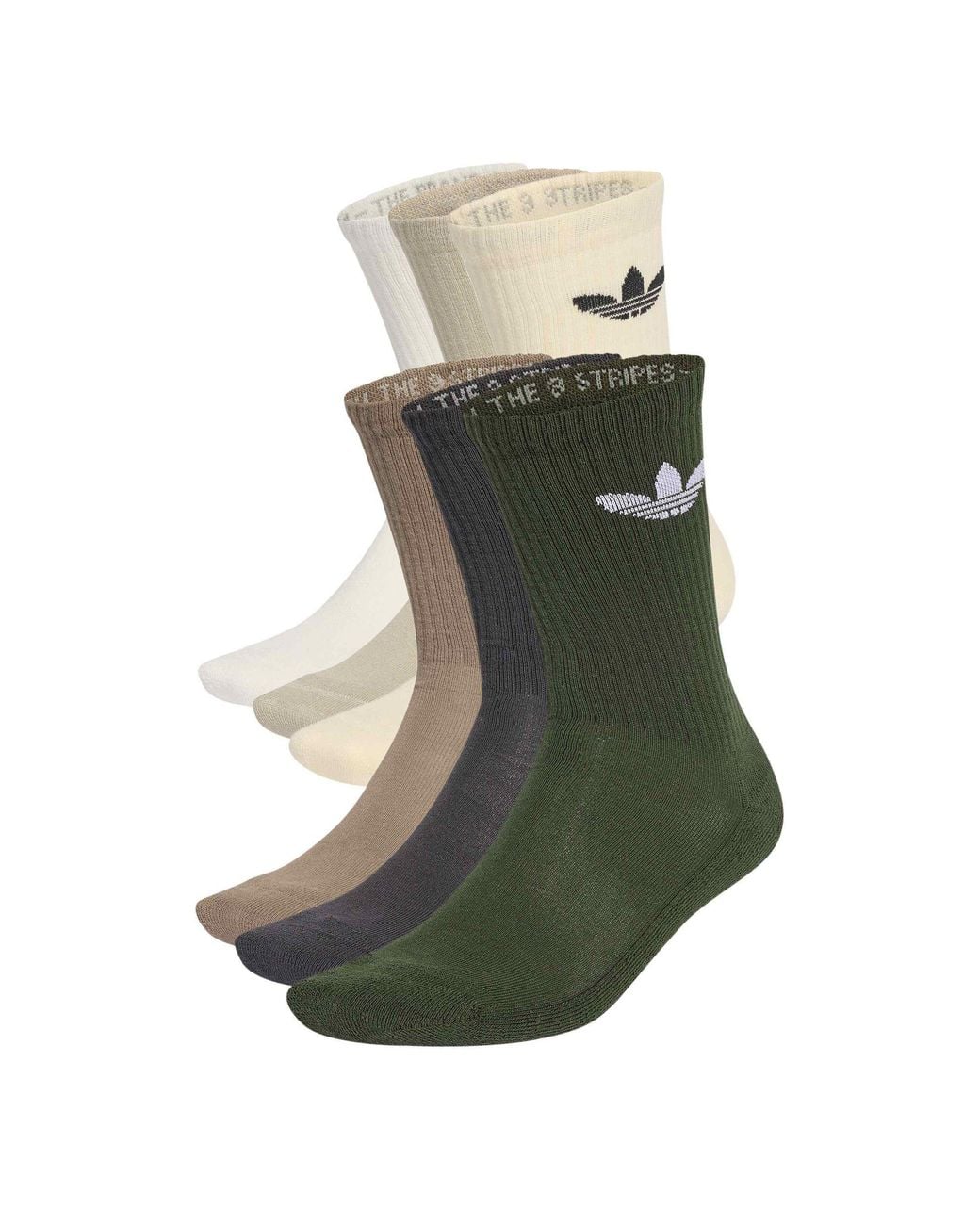 Adidas Originals Green Adi Og Trefoil Cotton Crew Socks 6 Pack