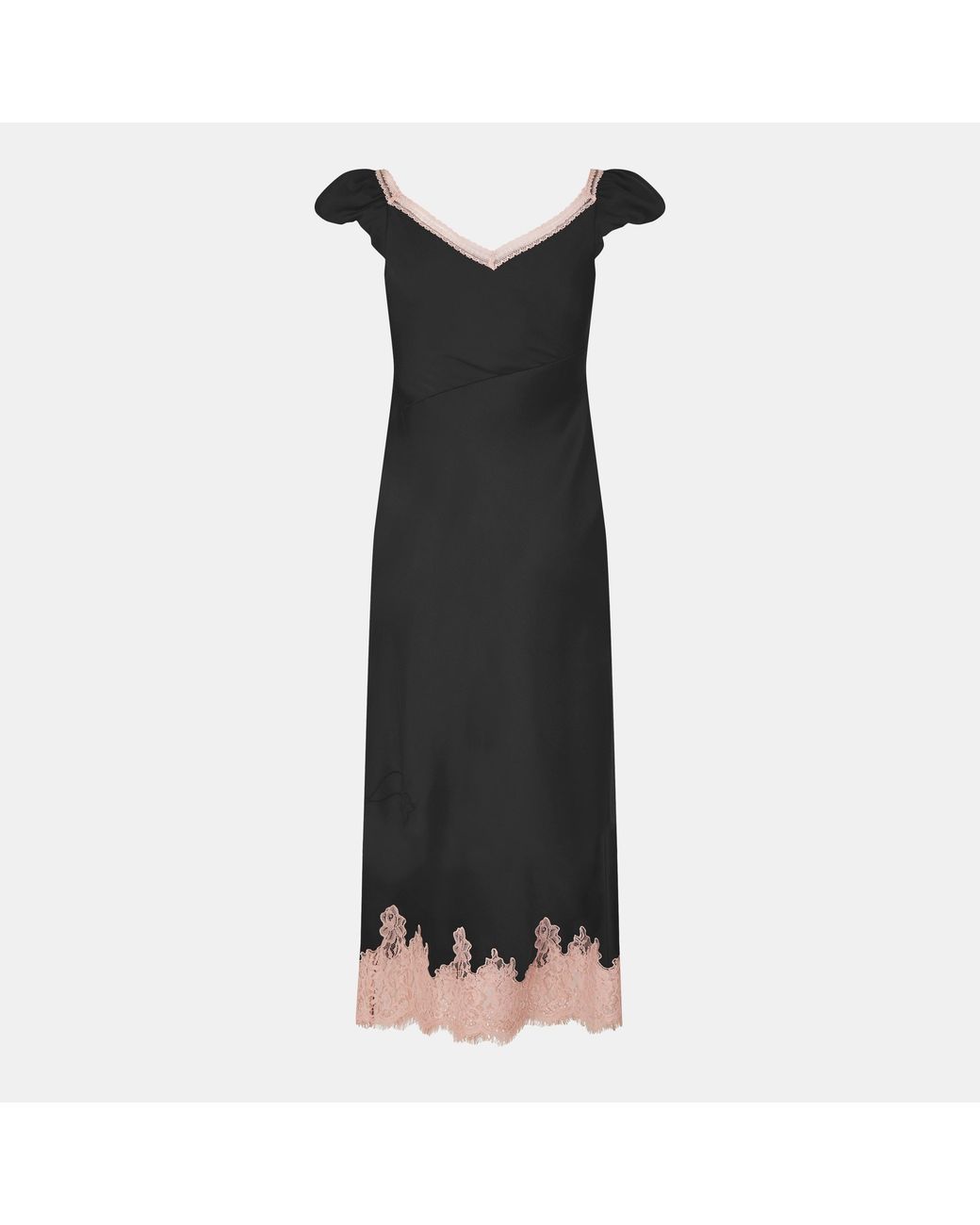 LoveShackFancy Black Brinkley Satin Midi Dress