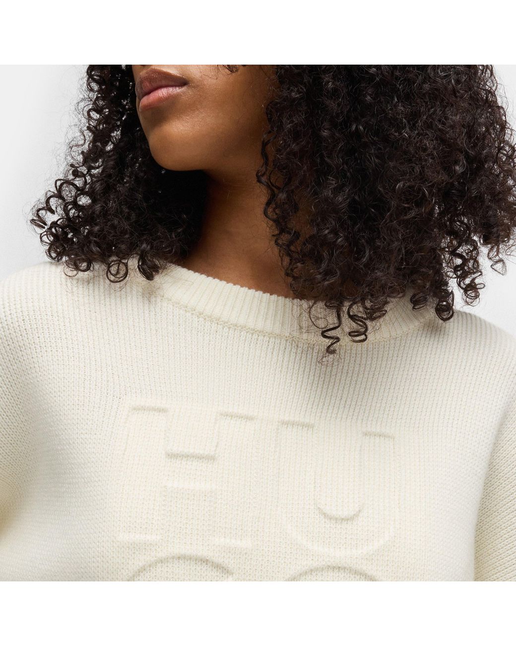 HUGO White Crew Neck Jumper
