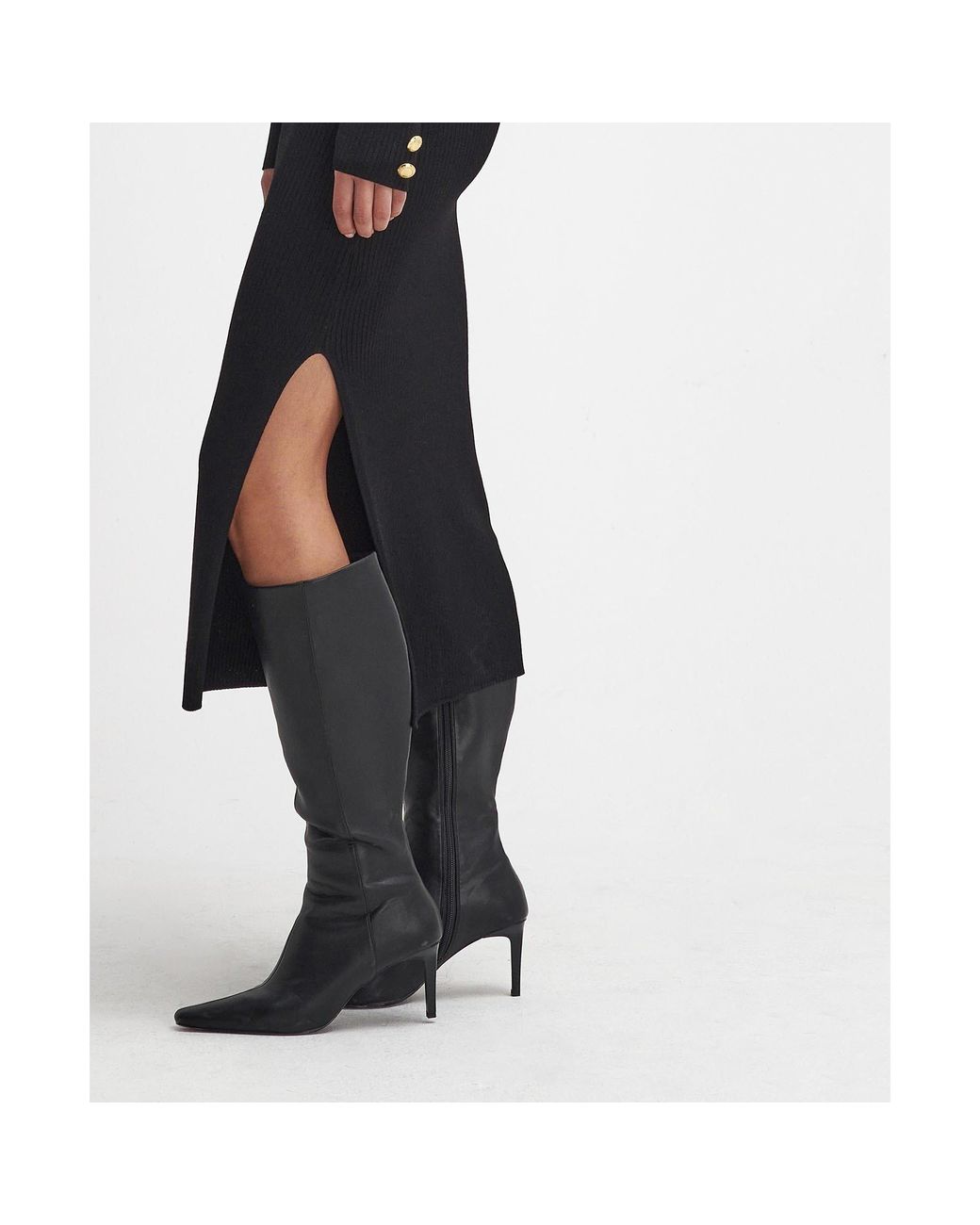 Barbour Black Roberta Knitted Midi Dress