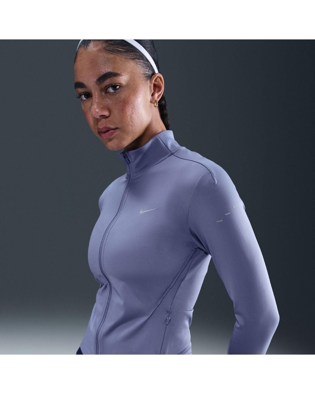 Nike Blue Swift Full Zip Long Sleeve Running Top