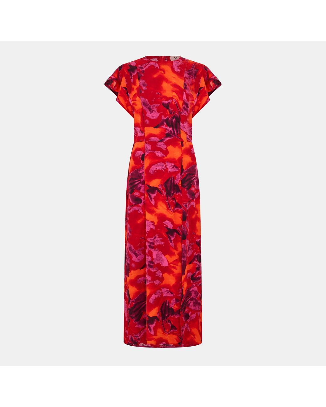AX Paris Red Abstract Print Flutter Sleeve Midi Dress