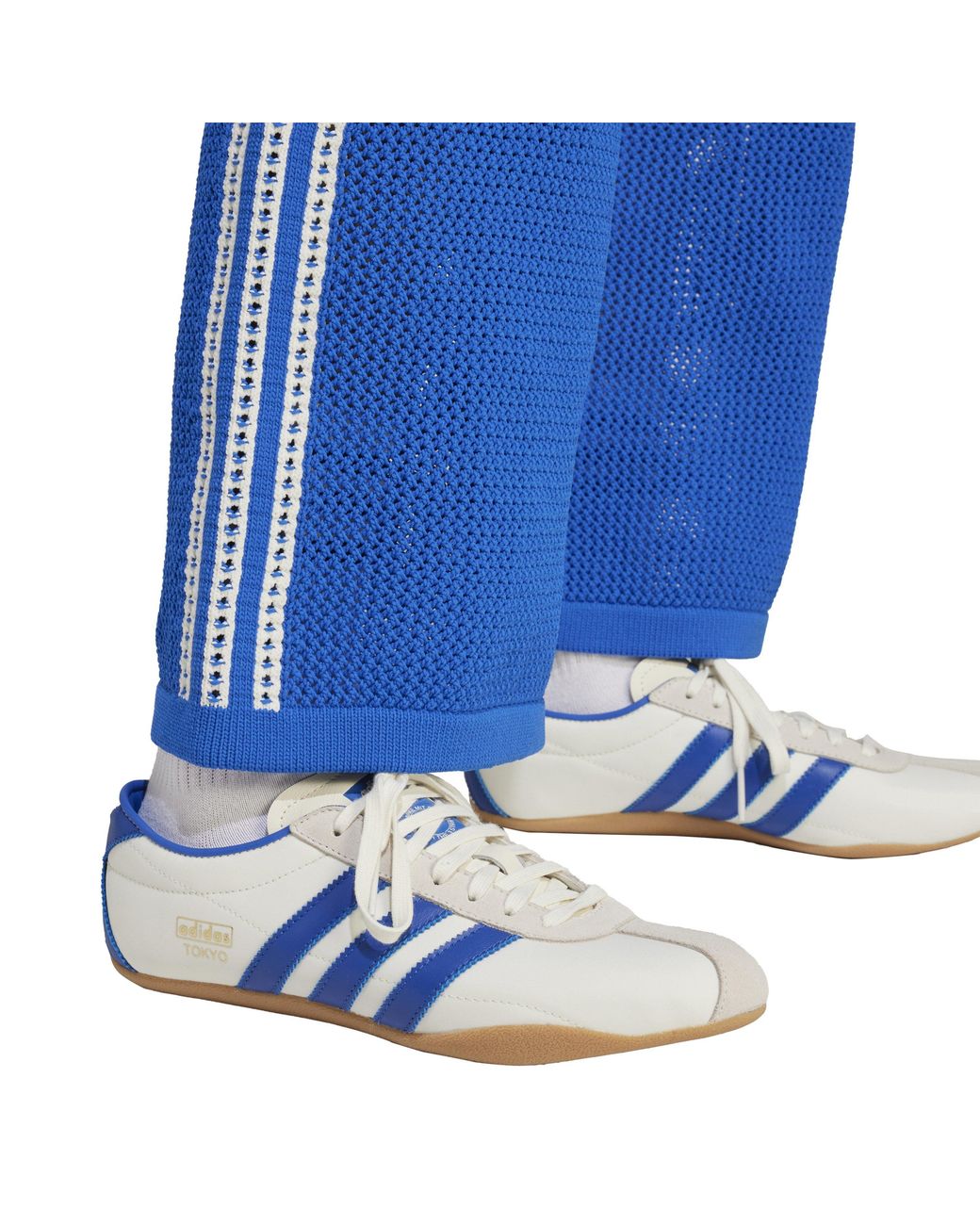 Adidas Originals Blue Crochet Top Open Hem Fleece Jogger