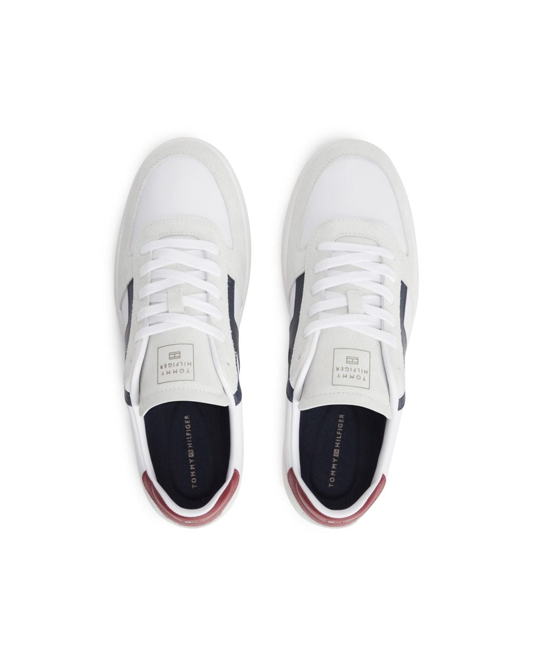 Tommy Hilfiger White Th Tribeca Leather Mixed Texture Trainers for men