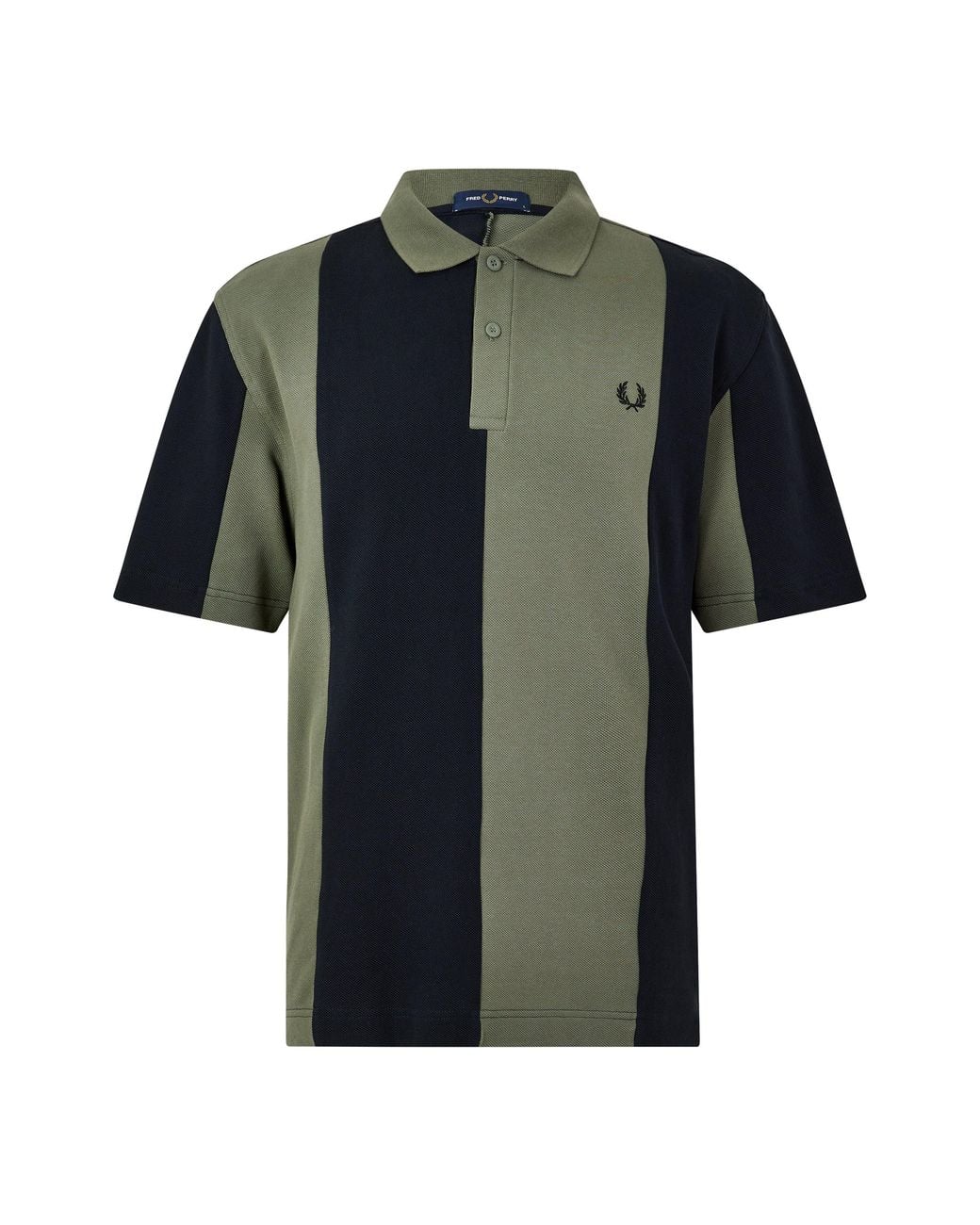 Fred Perry Black Panel Cotton Short-Sleeve Polo for men