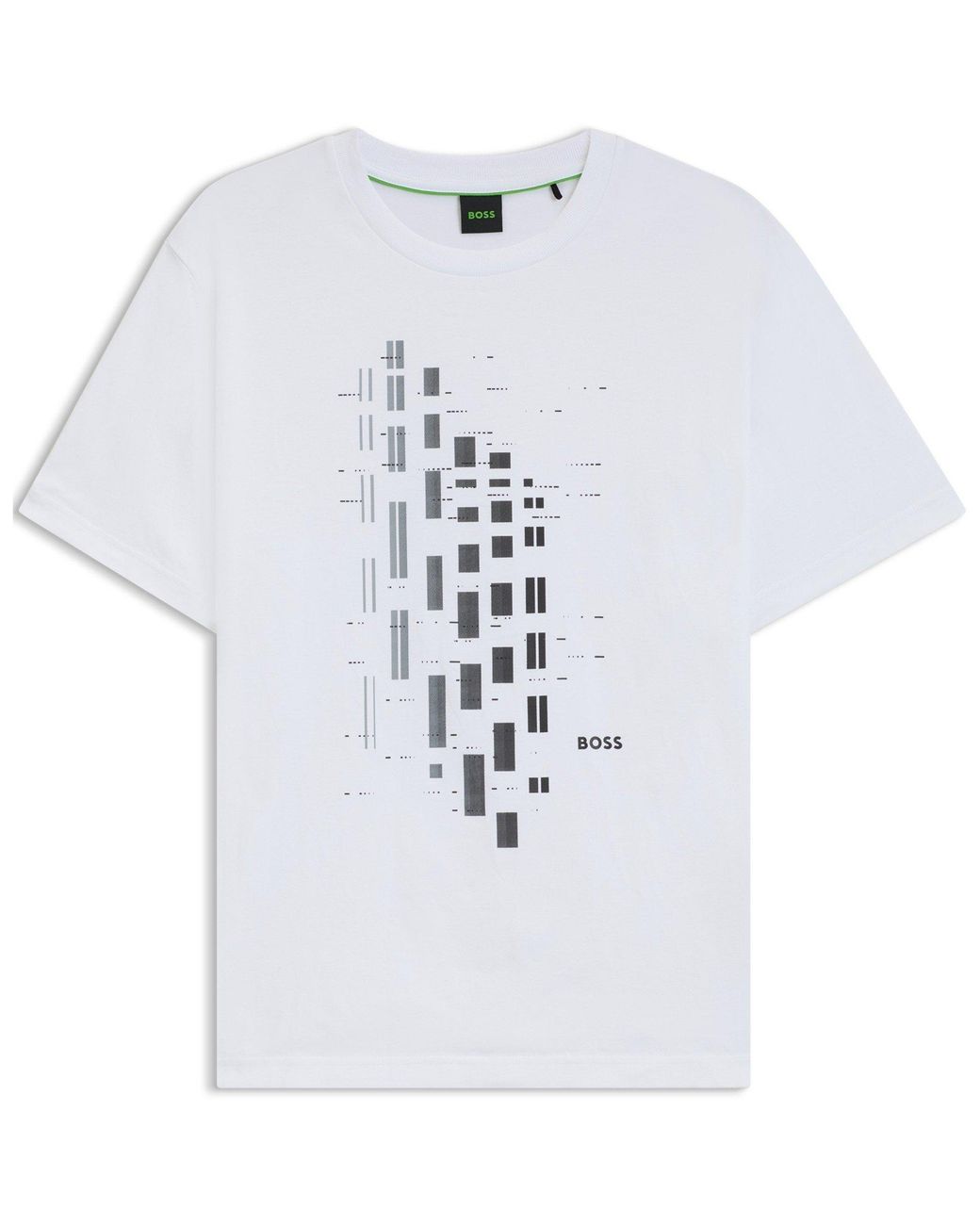 Boss White Performance Geo Print Short Sleeve T-Shirt for men